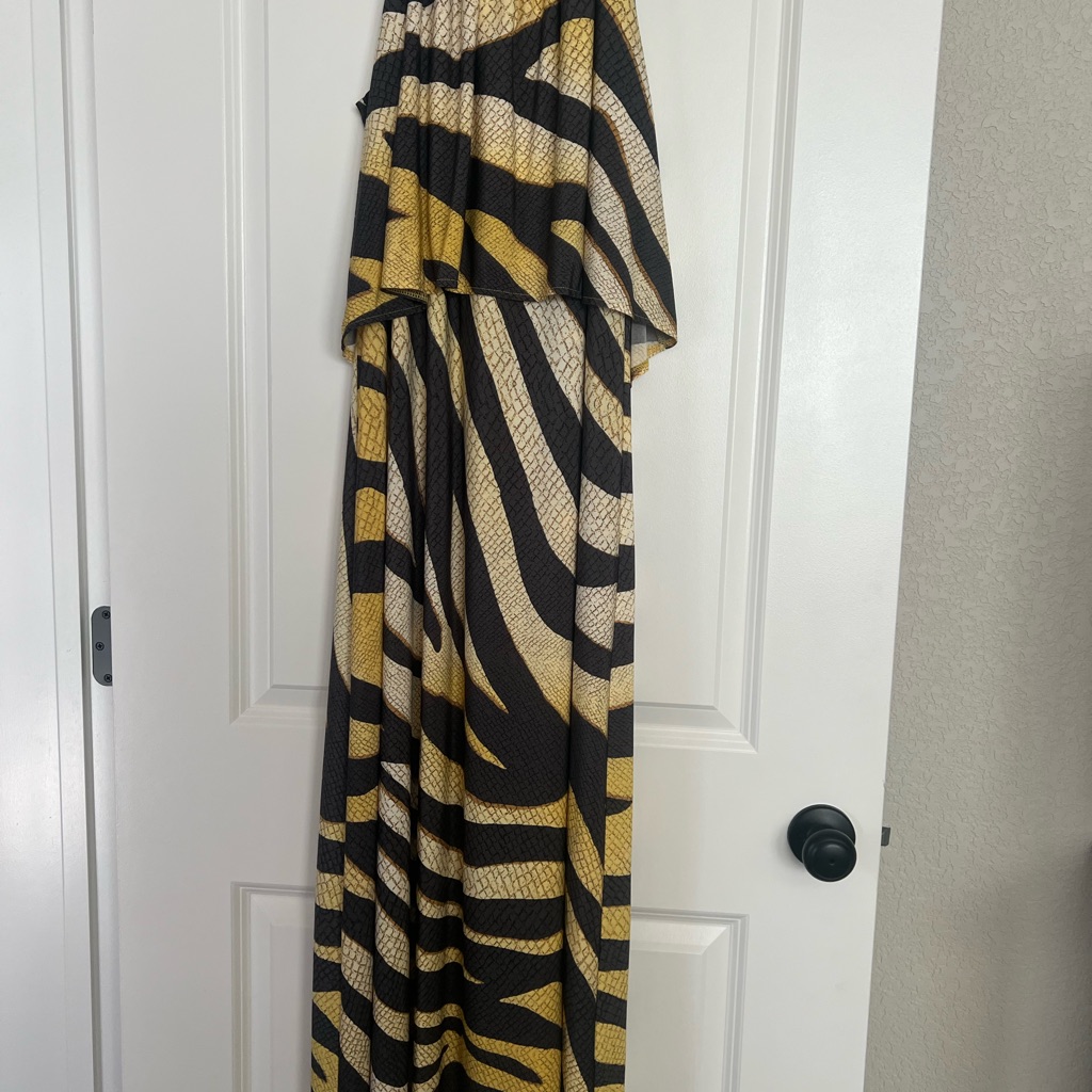 Chico's Golden Zebra Print Maxi Dress